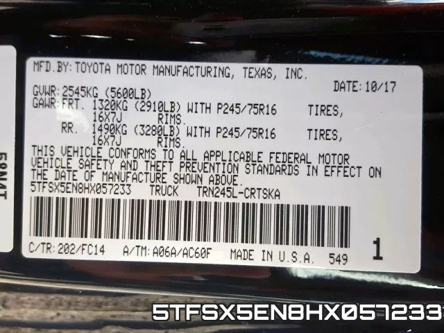 5TFSX5EN8HX057233 фото 2