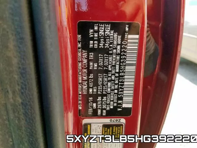 5XYZT3LB5HG392220 фото 2