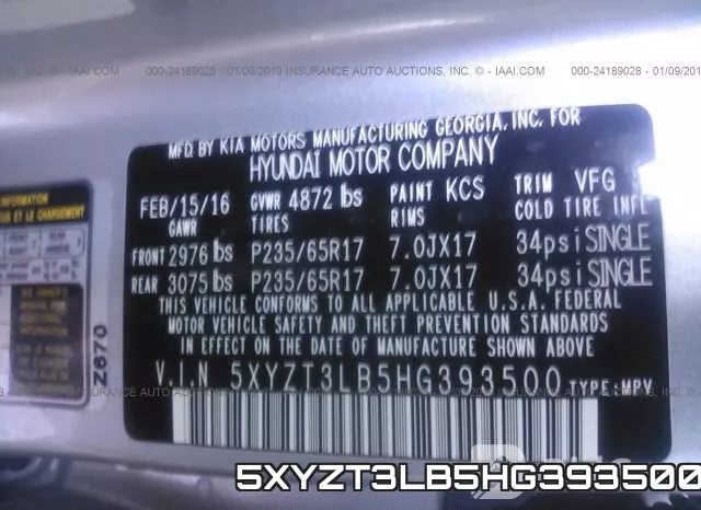 5XYZT3LB5HG393500 фото 9