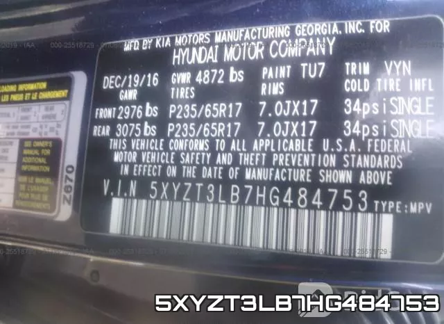 5XYZT3LB7HG484753 фото 10