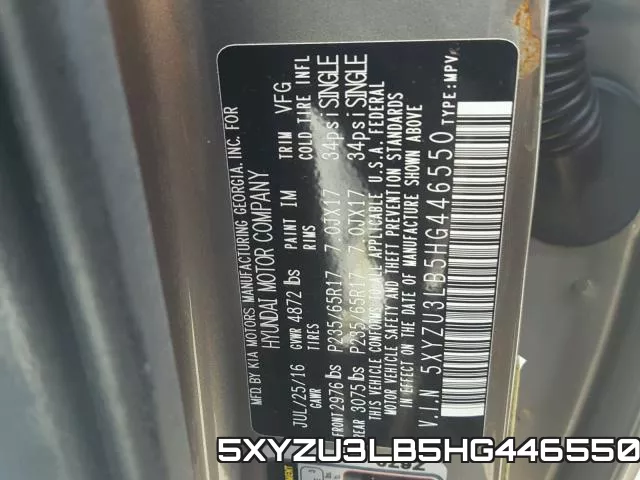 5XYZU3LB5HG446550 фото 2