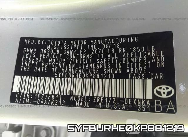 5YFBURHE0KP881213 фото 10