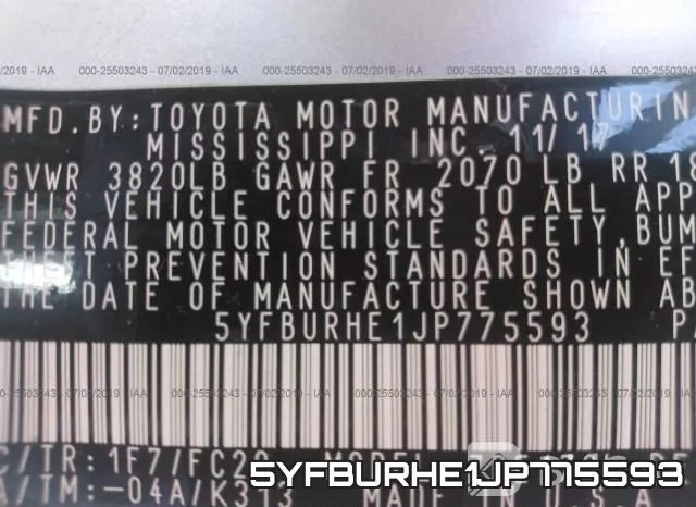 5YFBURHE1JP775593 фото 10