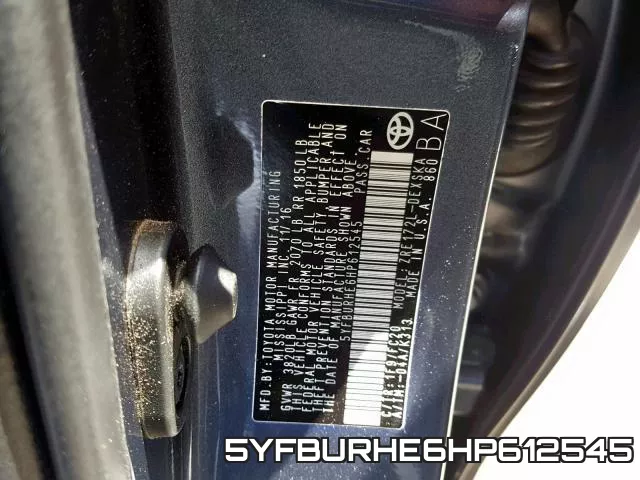 5YFBURHE6HP612545 фото 2