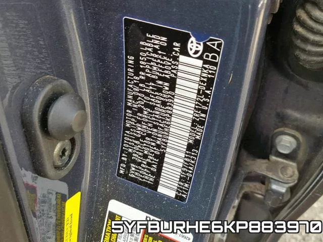 5YFBURHE6KP883970 фото 2