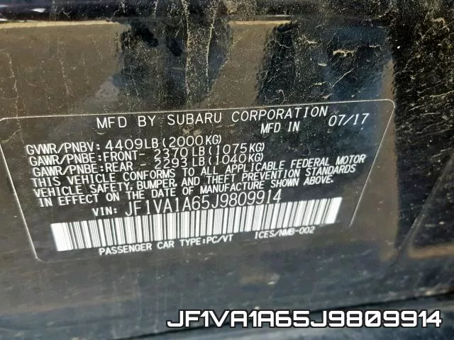 JF1VA1A65J9809914 фото 2