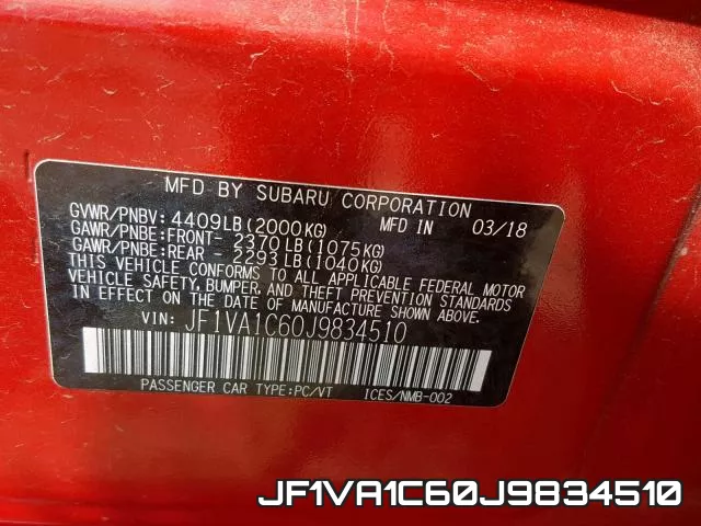 JF1VA1C60J9834510 фото 2