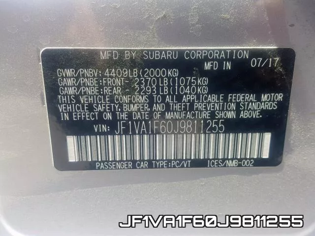 JF1VA1F60J9811255 фото 2