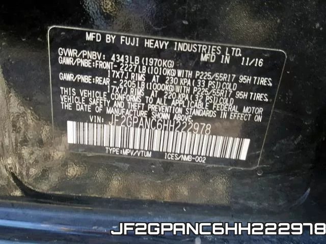 JF2GPANC6HH222978 фото 2