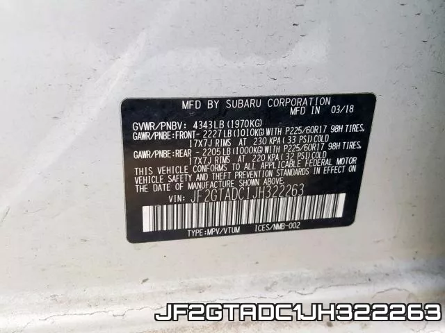 JF2GTADC1JH322263 фото 2