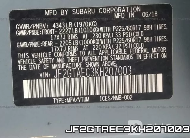 JF2GTAEC3KH207003 фото 9