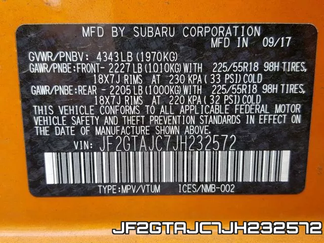 JF2GTAJC7JH232572 фото 2
