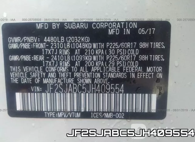 JF2SJABC5JH409554 фото 10