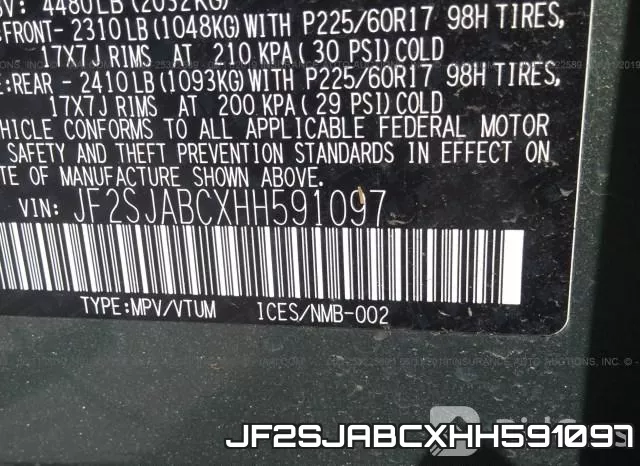 JF2SJABCXHH591097 фото 10