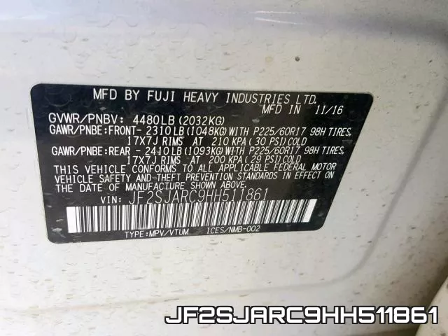 JF2SJARC9HH511861 фото 2