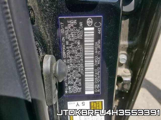 JTDKBRFU4H3553391 фото 2
