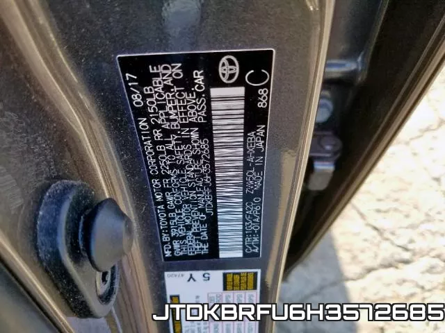 JTDKBRFU6H3572685 фото 2