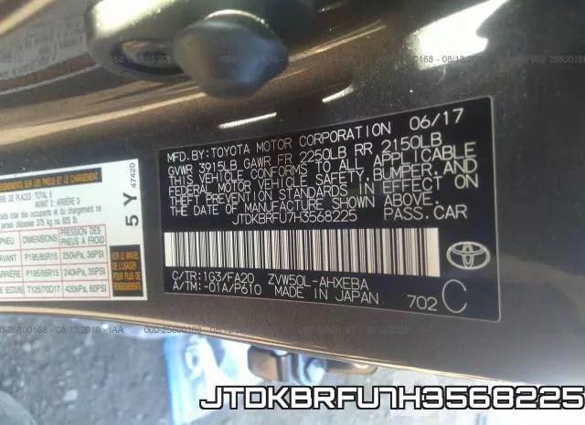 JTDKBRFU7H3568225 фото 10