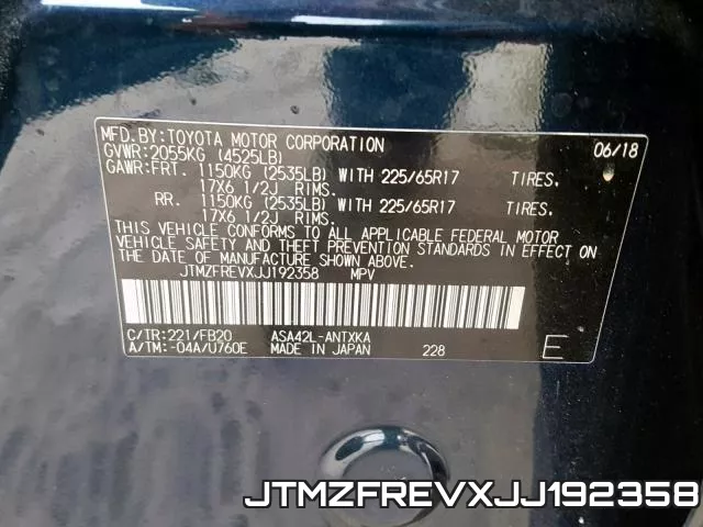 JTMZFREVXJJ192358 фото 2