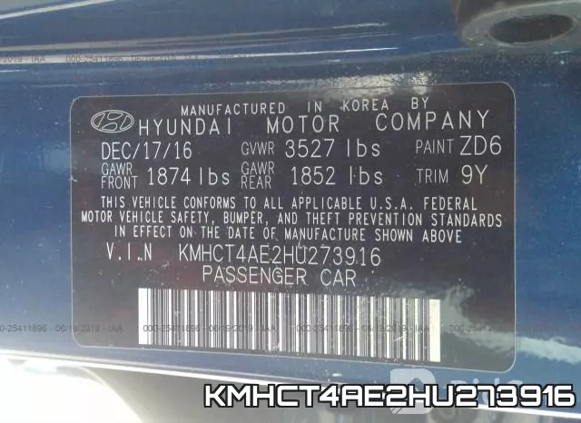 KMHCT4AE2HU273916 фото 10