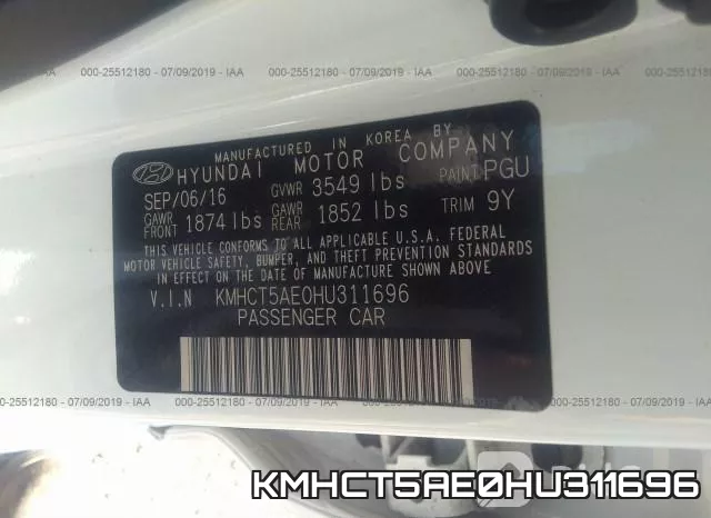 KMHCT5AE0HU311696 фото 10