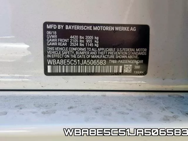 WBA8E5C51JA506583 фото 2