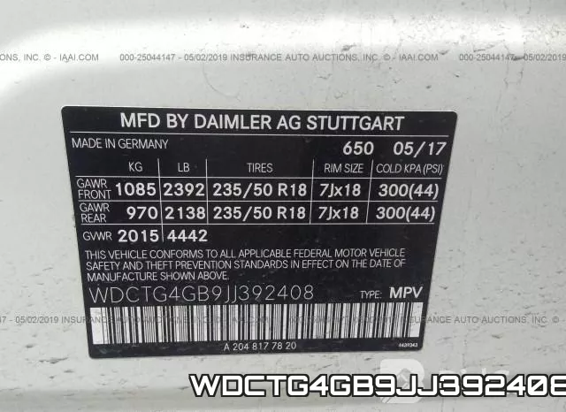 WDCTG4GB9JJ392408 фото 10