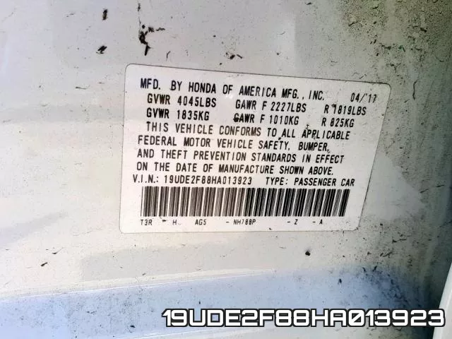 19UDE2F88HA013923 фото 2