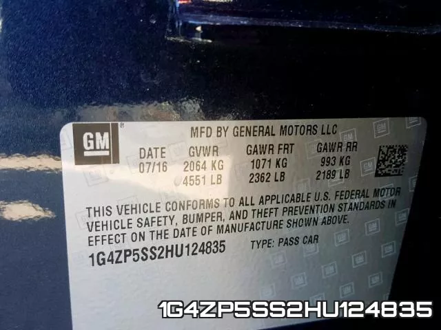 1G4ZP5SS2HU124835 фото 2