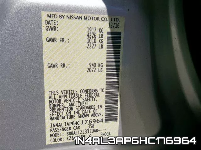 1N4AL3AP6HC176964 фото 2
