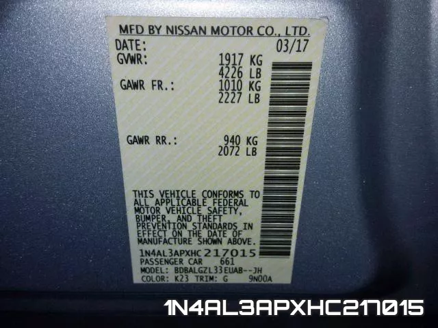 1N4AL3APXHC217015 фото 2