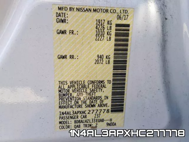 1N4AL3APXHC277778 фото 2