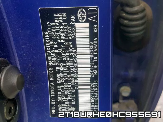2T1BURHE0HC955691 фото 2