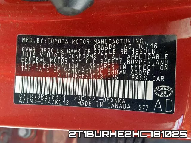 2T1BURHE2HC781025 фото 2