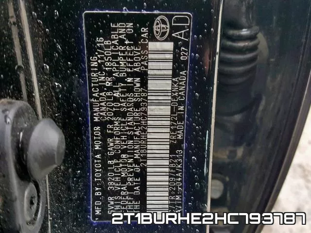 2T1BURHE2HC793787 фото 2