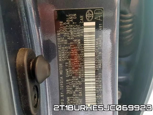 2T1BURHE5JC069923 фото 2
