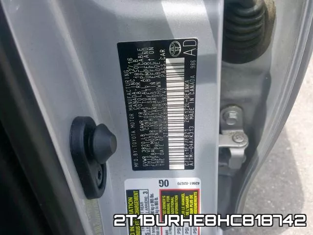 2T1BURHE8HC818742 фото 2