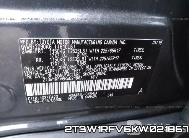 2T3W1RFV6KW021867 фото 10