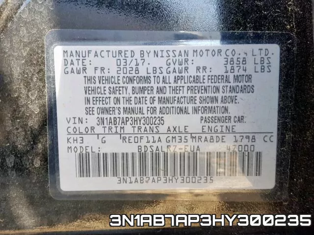 3N1AB7AP3HY300235 фото 2