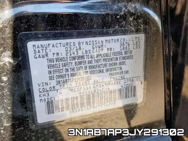 3N1AB7AP3JY291302 фото 2