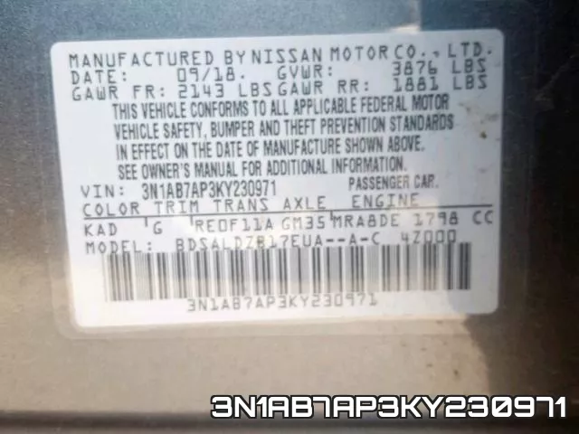 3N1AB7AP3KY230971 фото 2