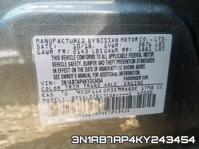 3N1AB7AP4KY243454 фото 2