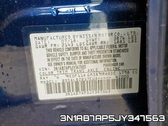 3N1AB7AP5JY347563 фото 2