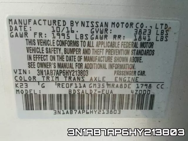 3N1AB7AP6HY213803 фото 2