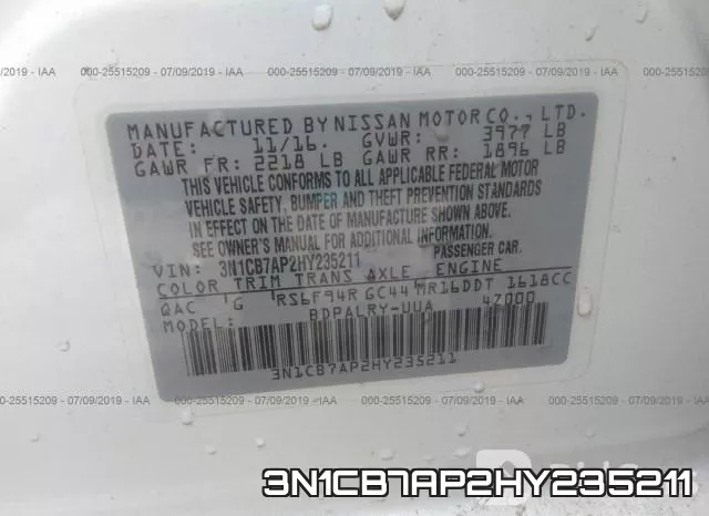 3N1CB7AP2HY235211 фото 9