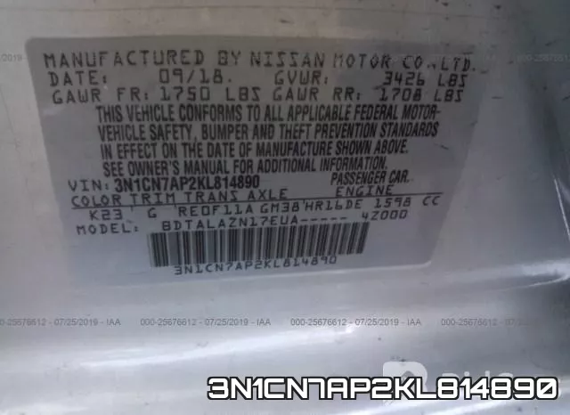 3N1CN7AP2KL814890 фото 10