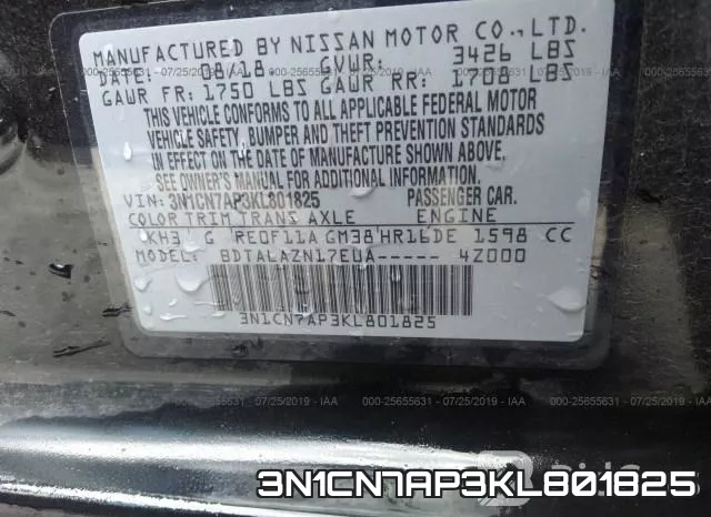 3N1CN7AP3KL801825 фото 9