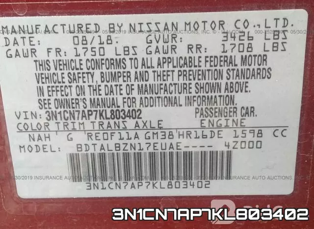 3N1CN7AP7KL803402 фото 10