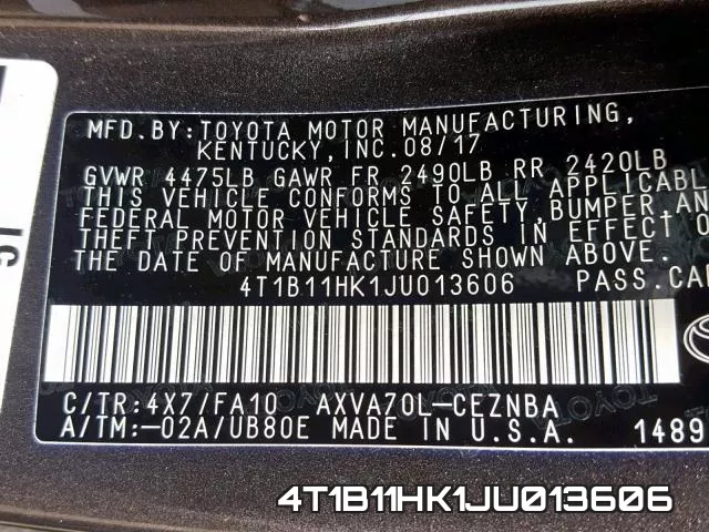 4T1B11HK1JU013606 фото 2
