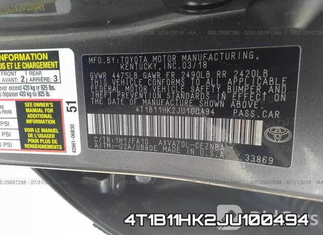 4T1B11HK2JU100494 фото 10